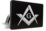 Free Mason (Design) Premium Quality Anodized Billet Aluminum Laser Etched UV Resistant Metal Trailer/Tow Hitch Cover for 2' Receivers, Luxury Product for Truck, SUV or Car