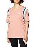 Puños acanalados NIKE Camiseta para Mujer NSW Hrtg Rosa y Blanco. L