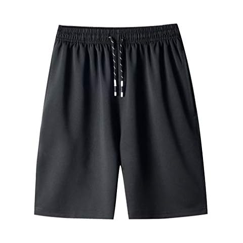Ansenesna Shorts Herren Schwimmen Sport Locker Hose Männer Kurz Gummizug mit Drawstring Badeshorts Einfarbig Elastischer Bund Badehose (Schwarz,XL) Cover