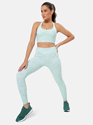 Image of CULT High Waist Running Tights with Side Pocket | Geometric Print | Breathable | Moisture-Wicking | Curved Hem