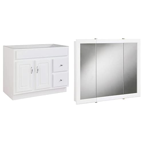 Design House Concord 2-Door 2-Drawer Bathroom Vanity And Concord Framed Tri-View Surface-Mount Bathroom Medicine Cabinet #TOP20