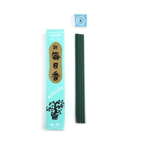 Lot de 50 bâtons d'encens japonais Nippon Kodo Morning Star Incense Sticks Bâtonnets de fumée du Japon en tissus naturels sans produits chimiques pour la relaxation et la méditation (gardéie) Cover