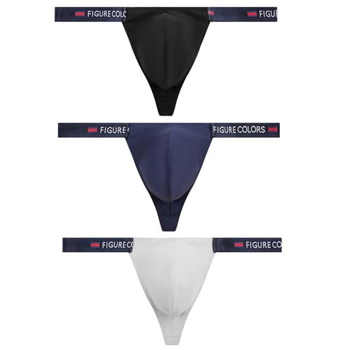 Men's 3-Pack Soft Stretch Thong Sexy Low rise Fasion T-Back Breathable