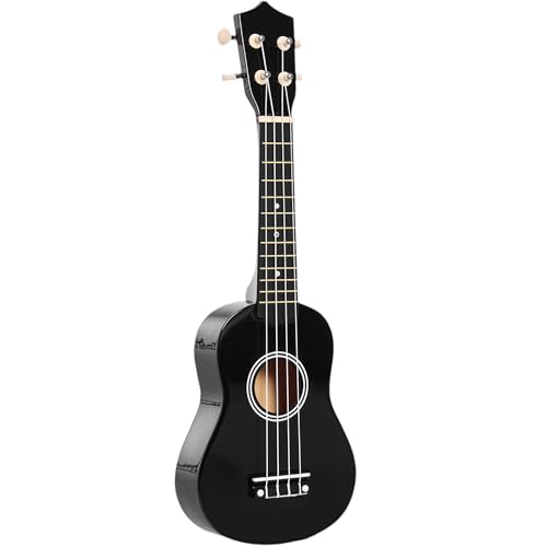 HOMCOM Ukelele 21 Pulgada Ukelele Soprano para Principiantes apto para Concierto y Escuelas Cuerdas de Nylon Material Madera Negro