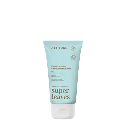 ATTITUDE Pregnancy Tired Legs Cream, EWG Verified, Dermatologically Tested, Plant and Mineral-Based, Vegan Maternity Products, Soothing and Refreshing Mint, 5 Fl Oz