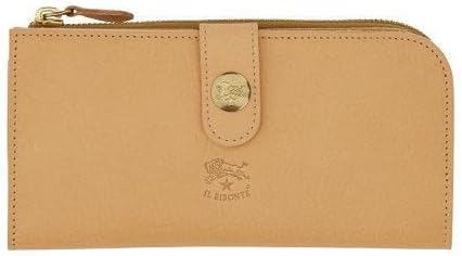 Il Bisonte SPA Women's Cowhide Leather Continental Wallet - Natural, Unlined, Brass Hardware, 3 Compartments, 4 Pockets, Unique Closure