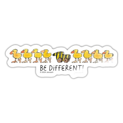 Spreadshirt Janosch Tigerente Be Different Spruch Sticker Aufkleber, 10 x 10 cm, Weiß glänzend
