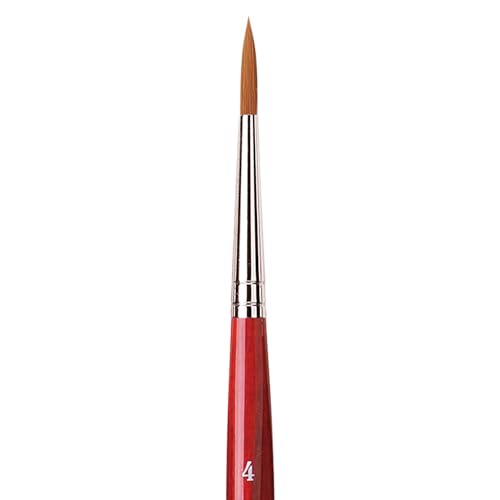 Image of da Vinci Watercolor Series 5580 CosmoTop Spin Paint Brush, Round Synthetic with Red Handle, Size 4 (5580-04)