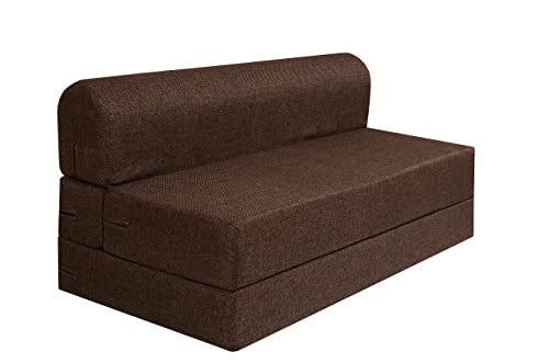 Springtek Foam Single Size Sofa Cum Bed for Living Room with Jute Fabric | 2 Seater Sofa Bed for Bedroom | Two Seater Sofa for Office | 72X36 Inch, Brown Springtek Foam Single Size Sofa Cum Bed for Living Room with Jute Fabric | 2 Seater Sofa Bed for Bedroom | Two Seater Sofa for Office | 72X36 Inch, Brown