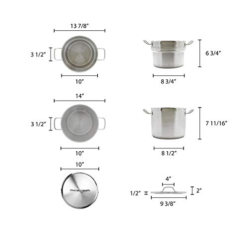 Thunder Group 8 Quart 18/8 Stainless Steel Double Boiler (3 Pcs Set), Comes In Each #TOP1