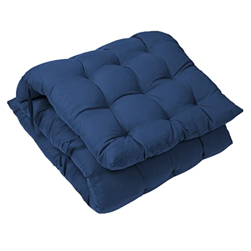 Image of Super Comfy Long Rocking Chair Cushion /Bench Back Seat Pad Cotton Handmade Quilts (Dark Blue -18 x 50 Inch)