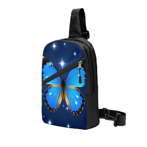 Background with Night Butterflies Print Men's and Women's Foldable Crossbody Bag,Sports Crossbody Bags,and Daily Chest Bags2