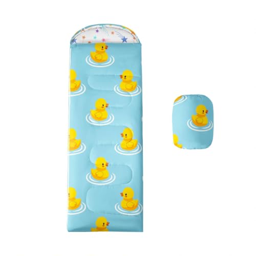 Bolsa de dormir Erosebridal azul claro con diseño de pato de goma para camping y actividades al aire libre miniatura 1