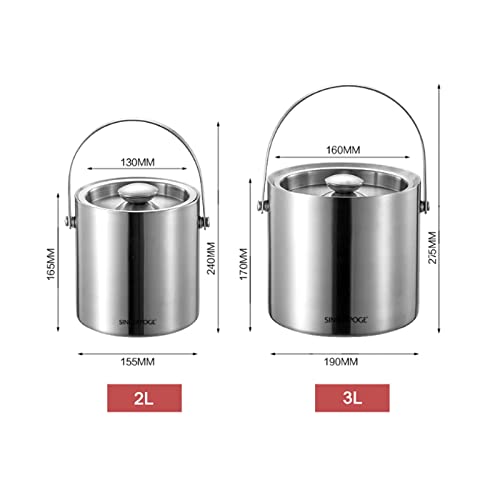 Cubitera de acero inoxidable de doble pared con tapa y pinzas premium 3