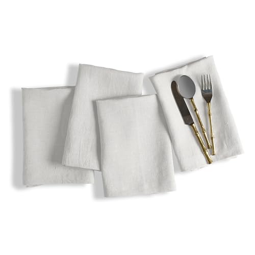 Set de 4 Servilletas de Lino Blanco 45x45 cm miniatura 1