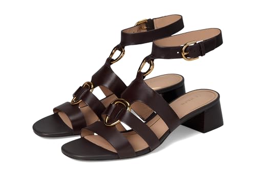 Cole Haan Women's Lyanna Link Ankle Strap Sandals, Dark Chocolate Leather, 8-B US