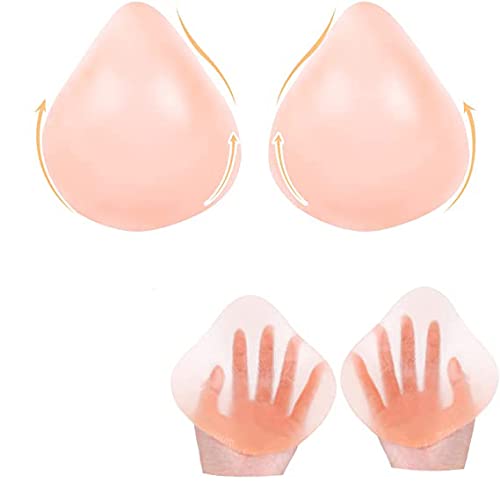 PADRAM Adhesive Silicone Bra for Large Breasts, Push Up Backless Bra Self Lift Up Invisible Strapless Bra Large Size Cup Bra Reusable Nipple Covers Portable Breast Pasties for Women (Small)