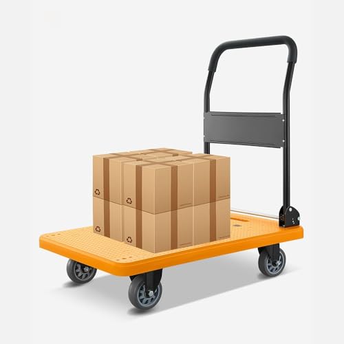 Wytrzymały składany wózek z płaskim łóżkiem, przenośny stalowy wózek na kółkach, bardzo cichy wózek z czterema kółkami dla łatwego transportu, idealny do magazynu i użytku na zewnątrz