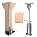Vailge Patio Heater Covers with Zipper and Storage Bag,Heavy Duty 600D Oxford Waterproof Outdoor Heater Cover Wind-Resistant Dustproof UV-Resistant,Beige & Brown,89'' Height x 33" Dome x 19" Base