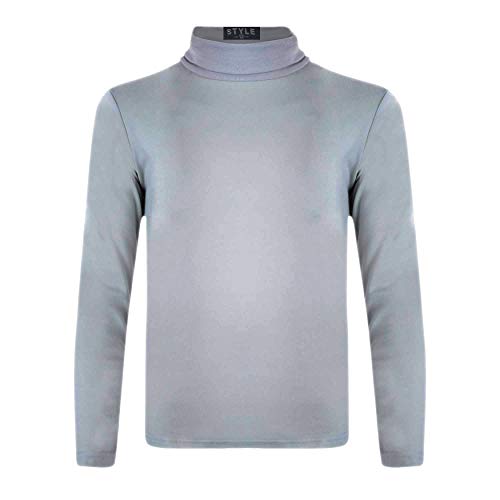 Image of Girls Turtleneck Long Sleeve Plain Basic Top Kids Boys Jersey Polo Tops 2-14 Yrs