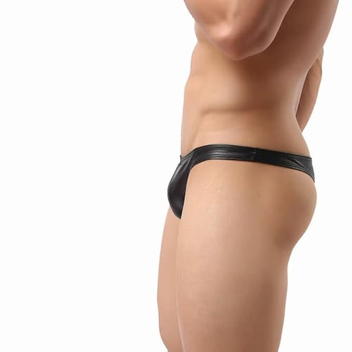 Men's Greek Bikini Swimsuit with Contour Pouch Sexy PU Faux Leather Slim Shorts Erotic Clubwear Sex Party Dressy2