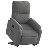 vidaXL Sillón Reclinable Elevable, Tela de Microfibra Gris Oscuro