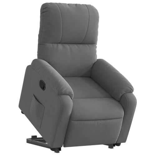 vidaXL Sillón Reclinable Elevable, Silla Ajustable de TV, Sillón Orejero Elevador, Asiento para Personas Mayores, Tela de Microfibra Gris Oscuro