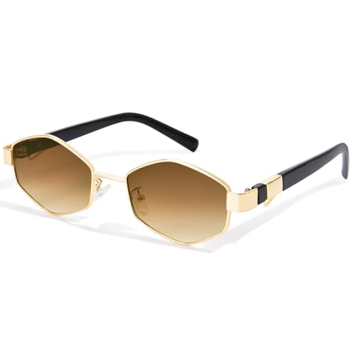 Polarized Retro Hexagon Sunglasses for Women Trendy Metal TAC Sun Glasses Vintage Shades UV400 Protection