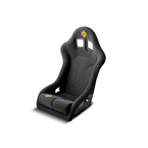 MOMO Motorsport Supercup Fiberglass Bucket Racing Seat, Ergonomic Design, Fire Retardant Fabric, Double Removable Cushions Seat, Standard Size, Black - 1071BLK