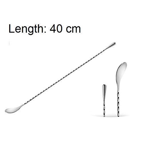 Rudra Exports Teardrop Bar Spoon, Extra Long Bar Stirrer 40 cm, Cocktail Spoon Mixing Spoon Stainless Steel Professional Cocktail Bar Tool Japanese Style Teardrop End Design (Pack of 1) 1