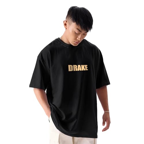 Image of Drake Oversized Black Tshirt for Men and Women Rapper Drake Drop Shoulder Unisex Baggy Loose Fit T-Shirts