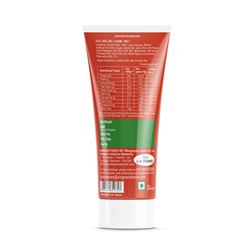 Wingreens Farms Pizza Pasta Sauce (180g), Vegetarian, Mixed with Herbs, Trans Fat Free Pasta Pizza Toppings for Home Use
