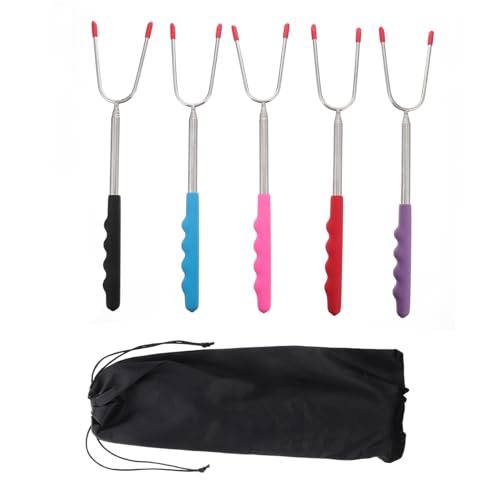 ibasenice 1 Set BBQ Fork Sticks Kebab Skewers for Grilling Stainless Steel Portable Durable