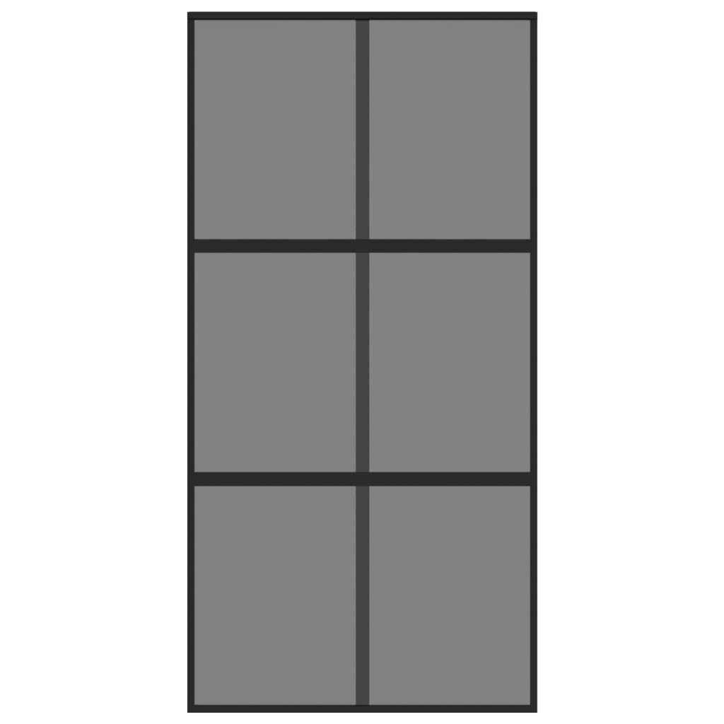 Drzwi przesuwne czarne 102,5 x 205 cm szkło hartowane i aluminium materiały budowlane drzwi, drzwi domowe