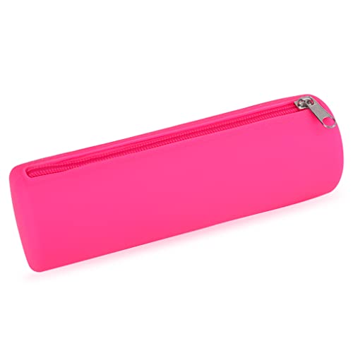 Image of Oyachic Colorful Silicone Pencil Case Cylinder Pencil Pouch Zipper Pencil Bag Aesthetic Pencil Pouch Pen Bag Women Makeup Office Markers Supplies