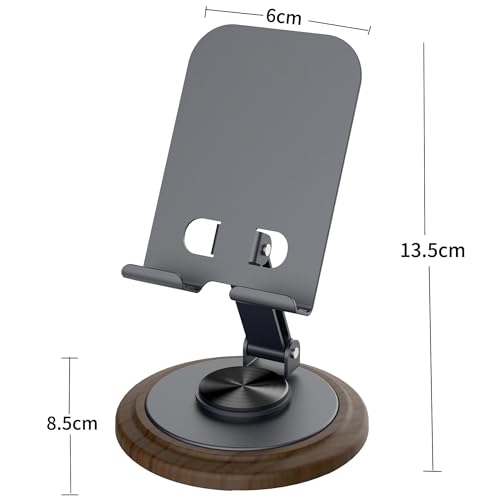 Soporte para Móvil - Soporte iPad, Soporte para Móvil Mesa, Aluminio, Giratorio 360°, Altura Ajustable, Plegable, Estable y Antideslizante, Ideal para Escritorio, Oficina y Hogar (Negro) - Imagen 3