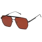 SOJOS Retro Oversized Square Polarized Sunglasses for Women and Men Vintage Shades Classic Large Metal Sun Glasses with Black/Red Lens