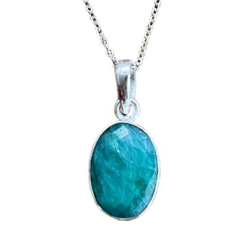 Pendentif émeraude bleue en argent - Cadeau de guérison spirituelle idéal