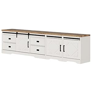 Wampatfarmhousetvstandfortvsupto110fauxbarkfinishwood3in1tvcabinetwithdrawersandadjustableshelvesforlivingroomantiquewhite Urban Country Home Decor Wampat farmhouse tv stand for tvs up to 110faux bark finish wood 3 in 1 tv cabinet with drawers and adjustable shelves for living roomantique white urban country home decor