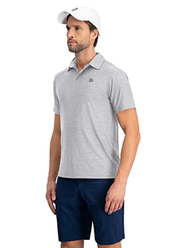 Image of Three Sixty Six Golf Shirts for Men - Dry Fit Short-Sleeve Polo, Athletic Casual Collared T-Shirt Grey