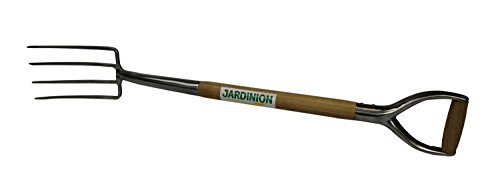 Jardinion Fourche bêche, Fourche à Compost, Fourche, Fourche à fumier Gris Longueur Totale 98 cm, tête 24x14cm