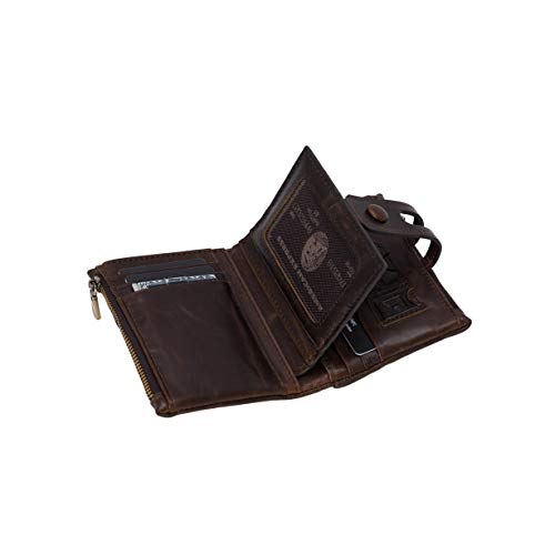 Wemk Portefeuille Homme en cuir avec Blocage RFID, Portefeuille avec fermeture à glissière et fente pour carte, Carte de protection Anti-RFID en cadeau, Double anti-vol. Brown; Cadeau, Amis et Parents