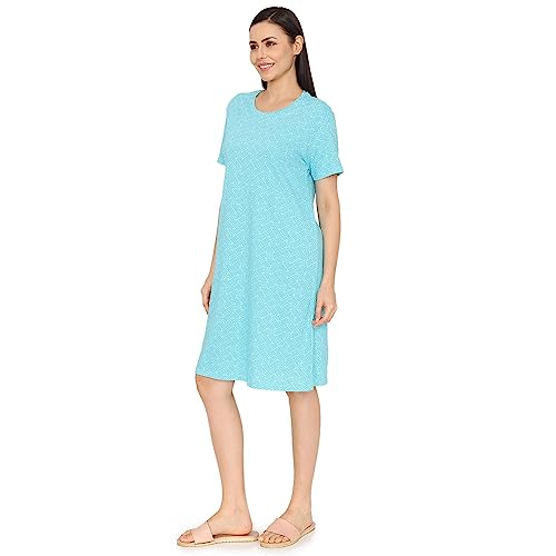 Image of Zivame Mickey & Friends Knit Cotton Knee Length Nightdress - Lemon Drop