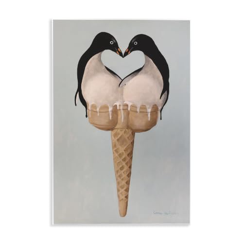 Twin Penguin Pair Heart Ice, 10 x 15 Inch Mounted Print on Wall Plaque