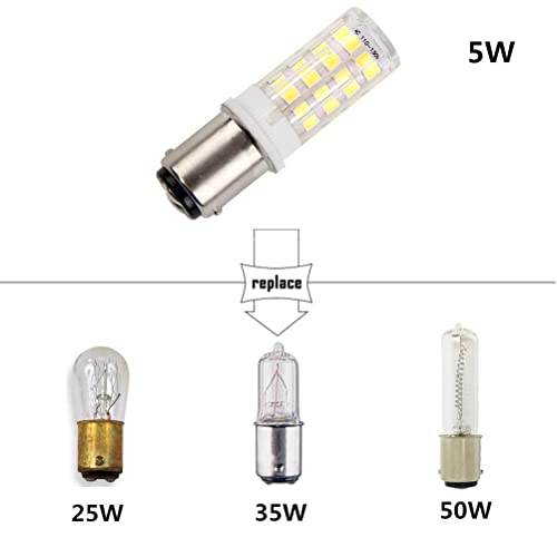 BA15D Double Bayonet Sewing Machine LED Light Bulb 5 Watt Daylight White 6000K Non-dimmable AC110V-130V (Pack of 4)