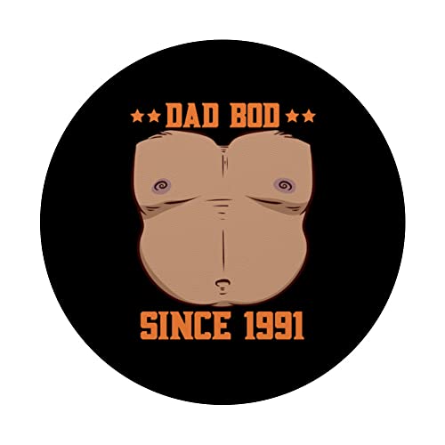Dad Bod Since 1991 Father's Day Beer Belly PopSockets Swappable PopGrip, Black - Image 3
