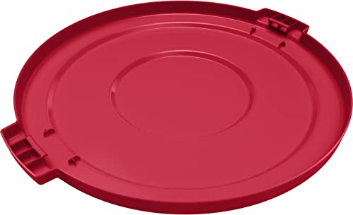 Image of SPARTA Bronco Waste Container Trash Can Lid, Round Trash Bin for Disposal, 32 Gallons, Red (Pack of 2)