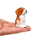 Selsela Hand-Carved Beagle Dog Figurine - Miniature Small Wooden Puppy Statue Carving, Handmade Home Decor Small Animals Pet Canine Hound for Home Decor & Collectibles