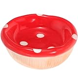 Mobestech Hamster Food Bowl and Ceramic Pet Food Dish Anti-Tip Small Animal Feeding Bowl for Hamsters Gerbils Chinchillas Rabbits Mushroom Design, Red