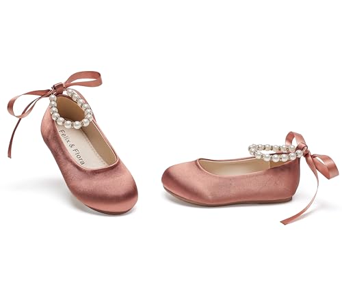 Image of Felix & Flora Girls Toddler Little Ballet Shoes - Flower Girls Mary Jane Flats Dress Shoes Party Wedding